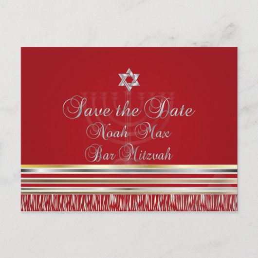 PixDezines TALLIT/RED/MITZVAH SAVE the DATE Aankondigingskaart (Voorkant)