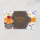 PixDezines tangelo wervelende cupcake+spikkels Visitekaartje (Achterkant)