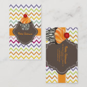 PixDezines tangelo wervelt cupcake+chevron Visitekaartje (Voorkant / Achterkant)