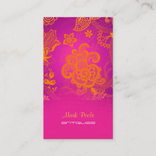 PixDezines tangerine paisley/diy achtergrond Visitekaartje