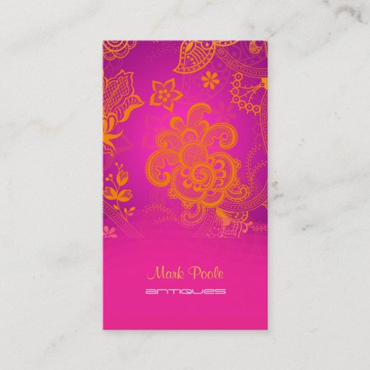 PixDezines tangerine paisley/diy achtergrond Visitekaartje (Voorkant)