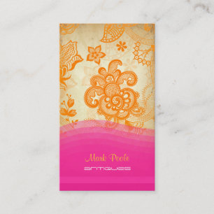 PixDezines tangerine paisley/diy achtergrond Visitekaartje