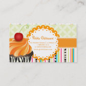 PixDezines tangerine wervelingen cupcake + strepen Visitekaartje (Achterkant)
