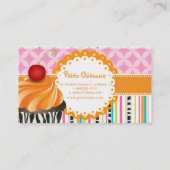 PixDezines tangerine wervelingen cupcake + strepen Visitekaartje (Achterkant)