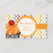 PixDezines tangerine wervelt cupcake + chevron Visitekaartje (Achterkant)