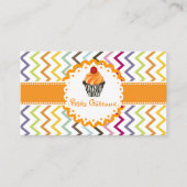 PixDezines tangerine wervelt cupcake + chevron Visitekaartje (Voorkant)