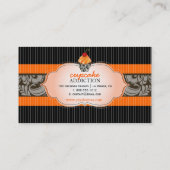 PixDezines tangerine zwirls cupcake+pinstripes Visitekaartje (Achterkant)