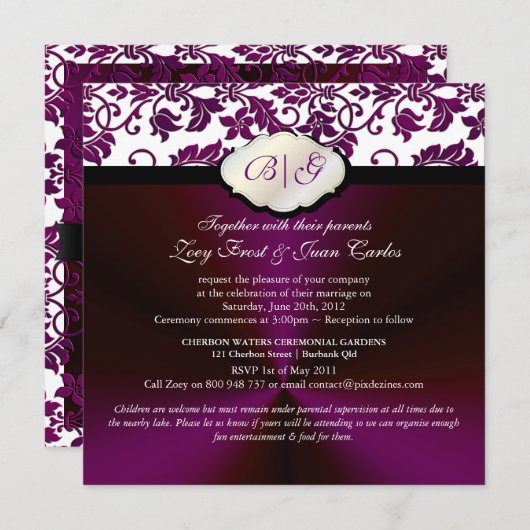 PixDezines Tanza Damask/DIY color/white Kaart (Voorkant / Achterkant)