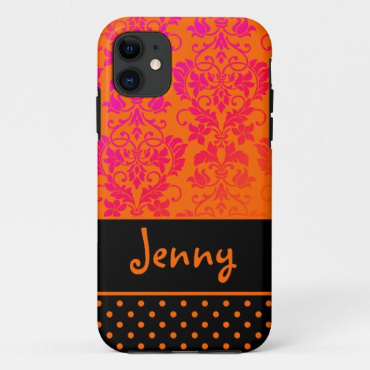PixDezines Tanza Damask/OJ+Pink+Black/DIY kleur Case-Mate iPhone Case (Achterkant)