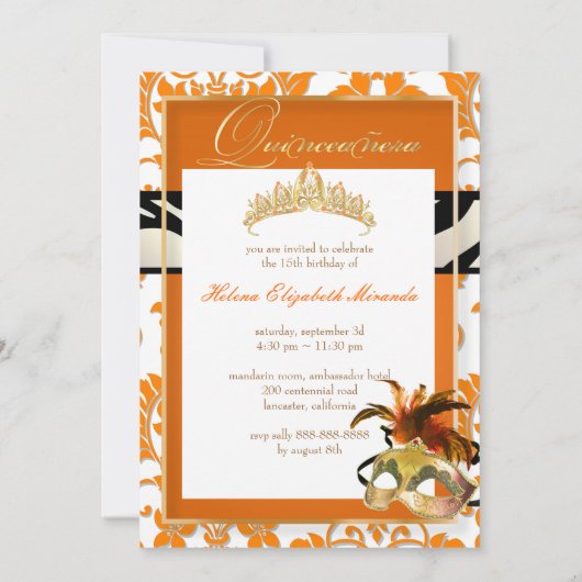 PixDezines Tanza Damask/Quinceanera/Zebra Kaart (Achterkant)
