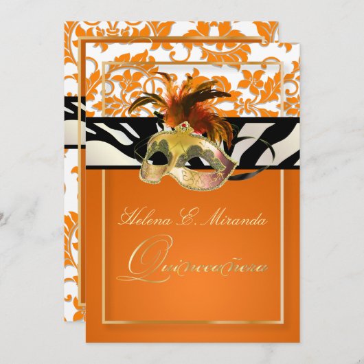 PixDezines Tanza Damask/Quinceanera/Zebra Kaart (Voorkant / Achterkant)