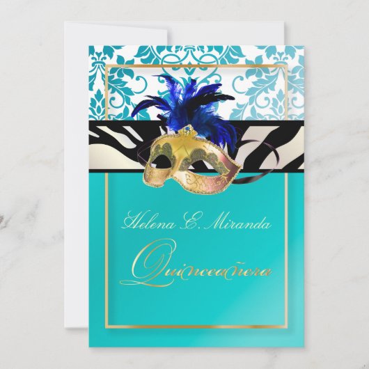 PixDezines Tanza Damask/Quinceanera/Zebra Kaart (Voorkant)