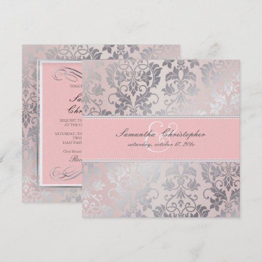 PixDezines Tanza Roos+Silver/Pink+Gray Kaart (Voorkant / Achterkant)