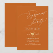 PixDezines Terracotta Calligraphy Engagement Party Kaart (Voorkant / Achterkant)