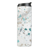PixDezines TERRAZZO AQUA BLAUWGROEN ZILVER Thermosbeker (Gedraaid links)