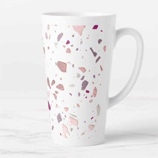 PixDezines Terrazzo Patroon Roos Goud Bourgogne Latte Mok (Rechts)