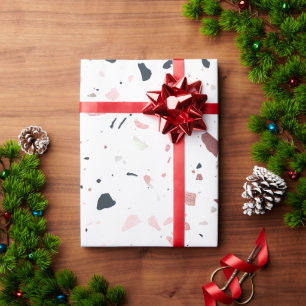 PixDezines Terrazzo Patroon, Zilver Roze Goud Navy Cadeaupapier