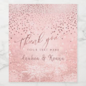 PixDezines Than You Faux Roos Gold Snow Bokeh Wijn Etiket (Enkel label)