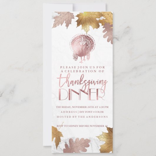 PixDezines Thanksgiving/Maple/Oak/Faux Roos Gold Kaart (Achterkant)