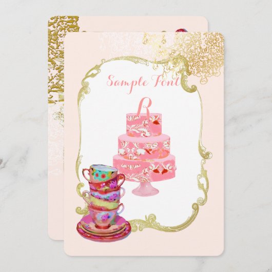 PixDezines-theeparty/bridal/waterverf Kaart (Voorkant / Achterkant)