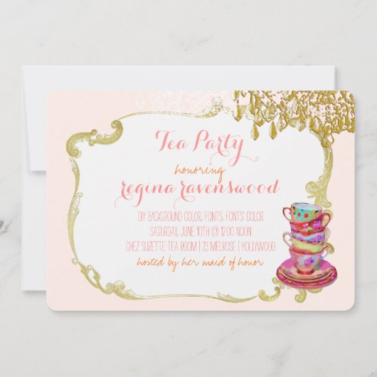 PixDezines-theeparty/bridal/waterverf Kaart (Achterkant)