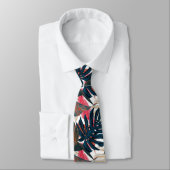 PixDezines Thunder Blue Rust Tropical Foliage Stropdas (Gebonden)