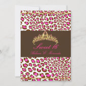 PixDezines Tiara+Leopard Sweet 16/roze chocolade Kaart (Voorkant)