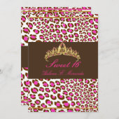 PixDezines Tiara+Leopard Sweet 16/roze chocolade Kaart (Voorkant / Achterkant)