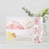 PixDezines tijgergiraffe foto geboorte aankondigin Aankondiging (Staand voorkant)