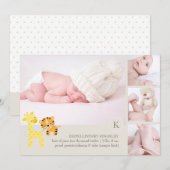 PixDezines tijgergiraffe foto geboorte aankondigin Aankondiging (Voorkant / Achterkant)