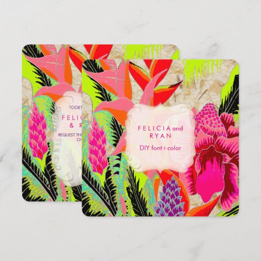 PixDezines toorts gember/heliconia/Luau Wedding Kaart (Voorkant / Achterkant)