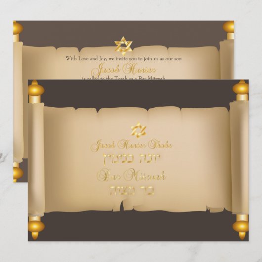 PixDezines torah scroll bar mitzvah/DIY Kaart (Voorkant / Achterkant)