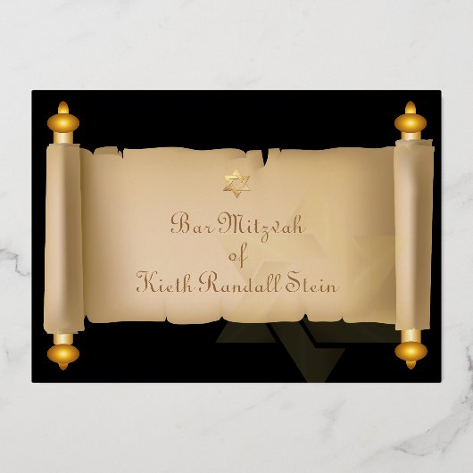 PixDezines  torah scrollbar mitzvah Folie Uitnodiging (Achterkant)