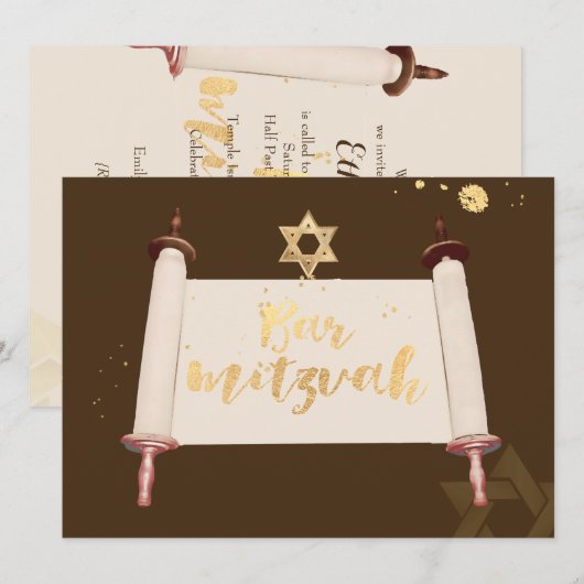 PixDezines torah scrollbar mitzvah Kaart (Voorkant / Achterkant)