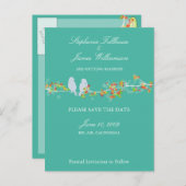 PixDezines TORTELDUIFJES BEWAAR DE DATUM/DIY KLEUR Aankondigingskaart (Voorkant / Achterkant)