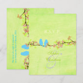 PixDezines TORTELDUIFJES/DIY ACHTERGRONDKLEUR RSVP Kaartje (Voorkant / Achterkant)