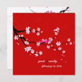 PixDezines Tortelduifjes/rode kersen/sakura blosso Kaart (Voorkant / Achterkant)