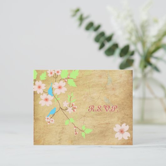 PixDezines  Tortelduifjes RSVP briefkaarten (Staand voorkant)