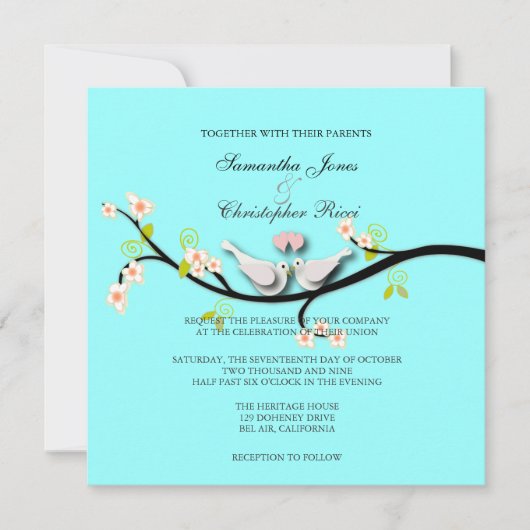 PixDezines Tortelduifjes/Witte Doves Kaart (Voorkant)