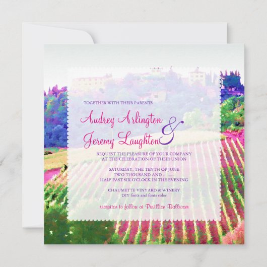 PixDezines Toscane Vinyard/bestemming bruiloft Kaart (Achterkant)