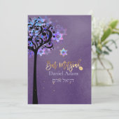 PixDezines Tree of Life Bar Mitzvah, Iridescent Kaart (Staand voorkant)