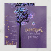 PixDezines Tree of Life Bar Mitzvah, Iridescent Kaart (Voorkant / Achterkant)