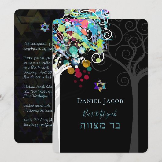PixDezines tree of life Bar Mitzvah Kaart (Voorkant / Achterkant)