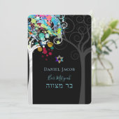 PixDezines tree of life Bar Mitzvah Kaart (Staand voorkant)