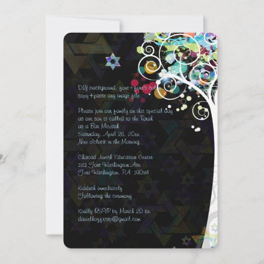 PixDezines tree of life Bar Mitzvah Kaart (Achterkant)