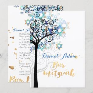 PixDezines Tree of Life Bar Mitzvah Kaart