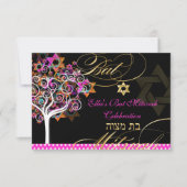 PixDezines Tree of Life/Bat Mitzvah Celebration RSVP Kaartje (Voorkant)