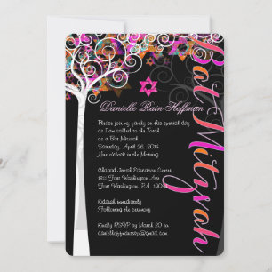PixDezines tree of life Bat Mitzvah/chalkboard Kaart