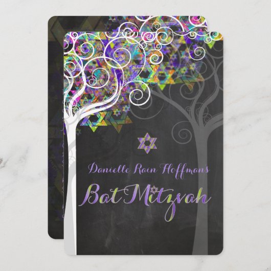 PixDezines tree of life Bat Mitzvah/chalkboard Kaart (Voorkant / Achterkant)
