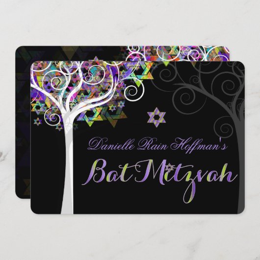 PixDezines tree of life Bat Mitzvah/chalkboard Kaart (Voorkant / Achterkant)